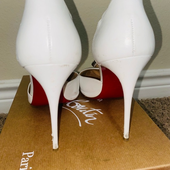 Christian Louboutin
White Spike Cross 100 Pvc Silver Criss Ankle Strap Stiletto - Picture 4 of 11